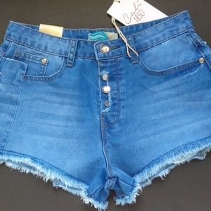 High waisted womens shorts relaxed fit blue jean Shorts Size 1